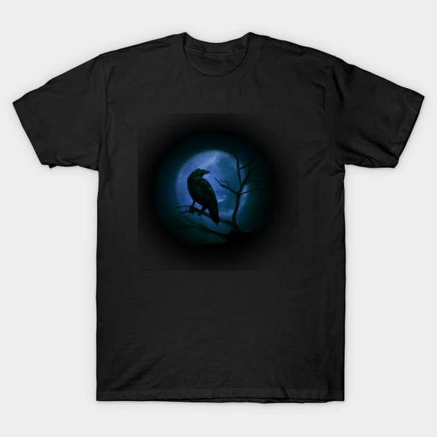 Raven and full moon T-Shirt by orange-teal